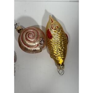 Lot Of 2‎ - Fish & Inge Snail Mercury Glass Old World Christmas Ornament Germany